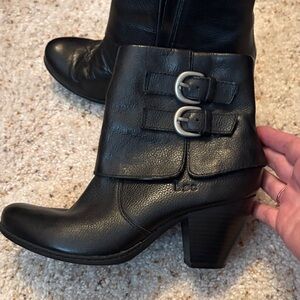 b.o.c. Women's Black Heeled Boots with Buckle Detail